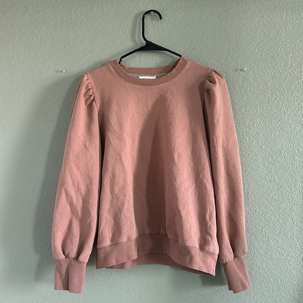 MOD REF Tan Pullover Puff Sleeve Sweatshirt Size L NC0142